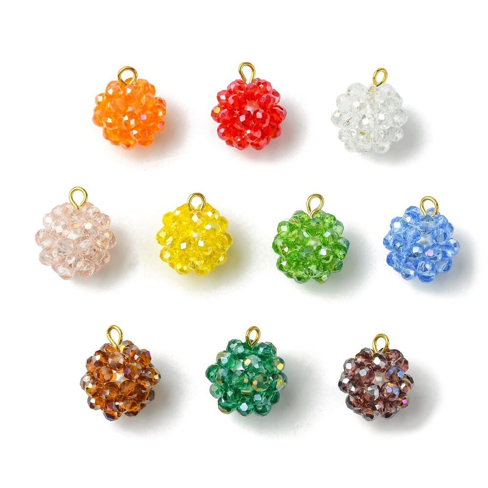4168 20 pcs Mixed Colors Round Theme Glass Charms Handmade Seed Bead